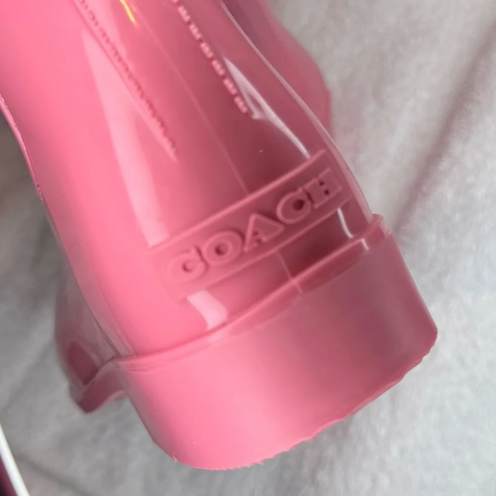 Coach Womens rain boots size 8, pink, with signature coach logo sock upper - Picture 6 of 10